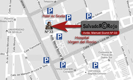 Restaurante Salvador rojo Plano de Localizacion sevilla 